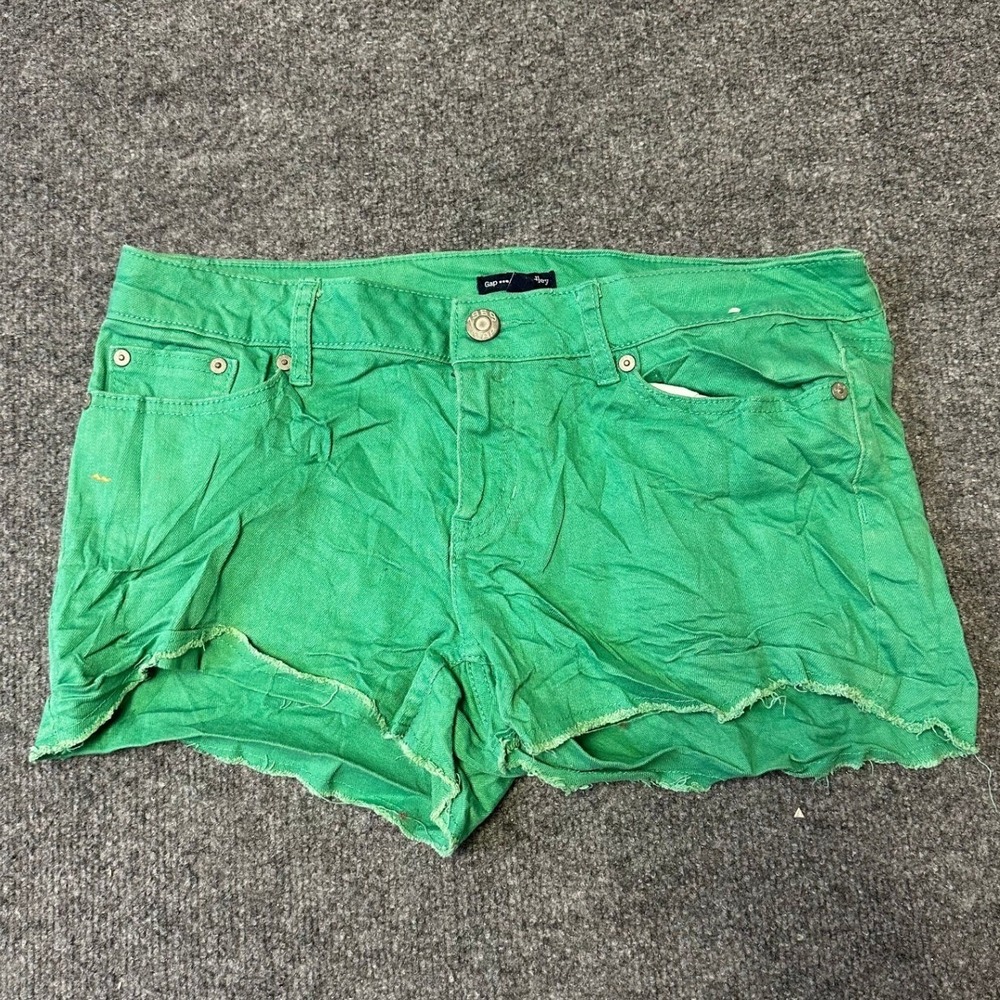 Gap Shorts Womens Size 8 Green Hadley Cut Off Denim Raw Hem Casual Summer